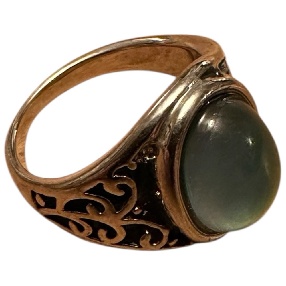 Mood Ring Stone Silver Tone Filigree Scroll Design - Picture 4 of 7